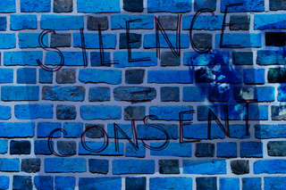 silence wall blue