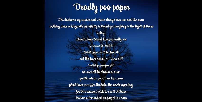 Visual Poem Poo Paper iz Deadly