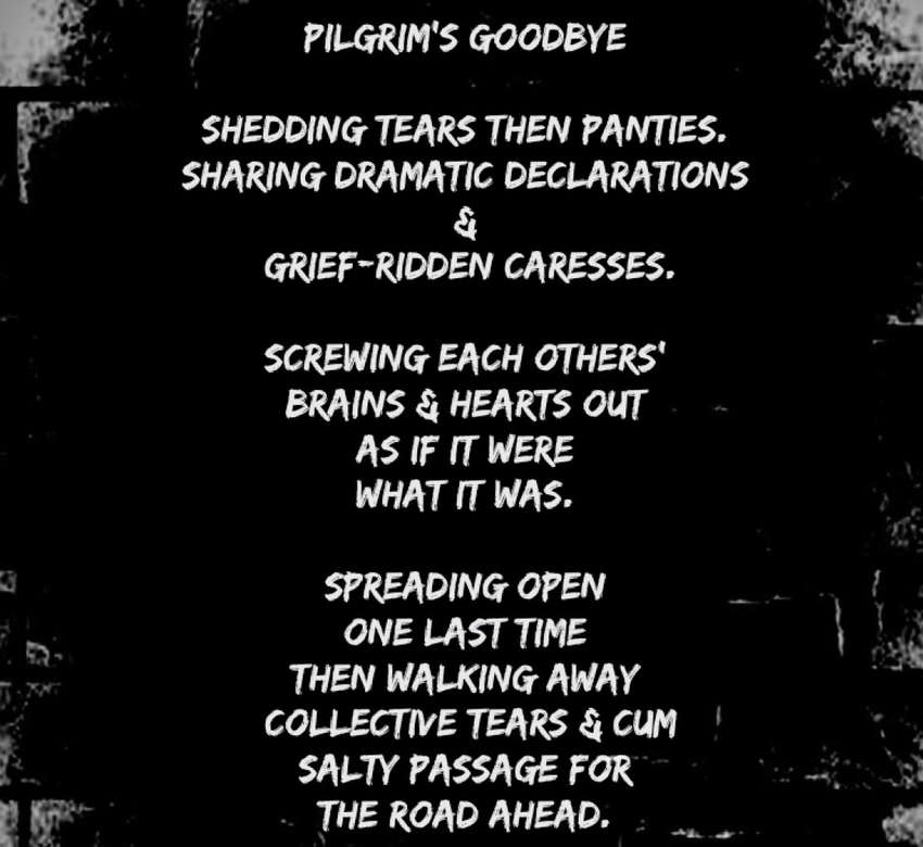 Visual Poem pilgrims goodbye