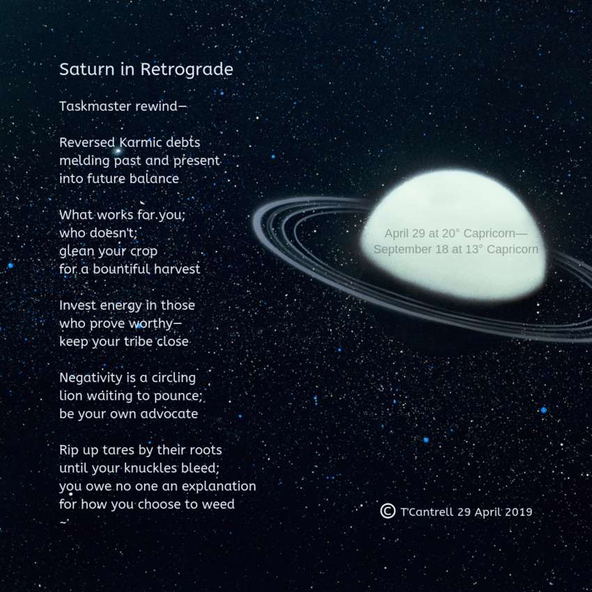 Visual Poem Saturn in Retrograde 