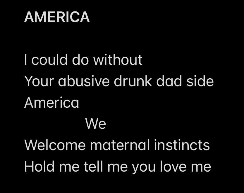 Visual Poem AMERICA 