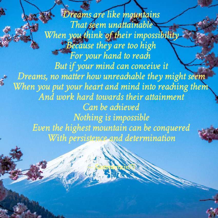 Visual Poem Dreams Are Like Mountain