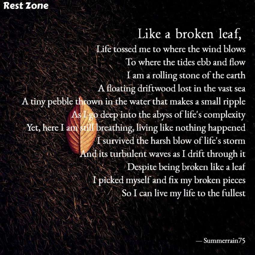 Visual Poem Like A Broken Leaf