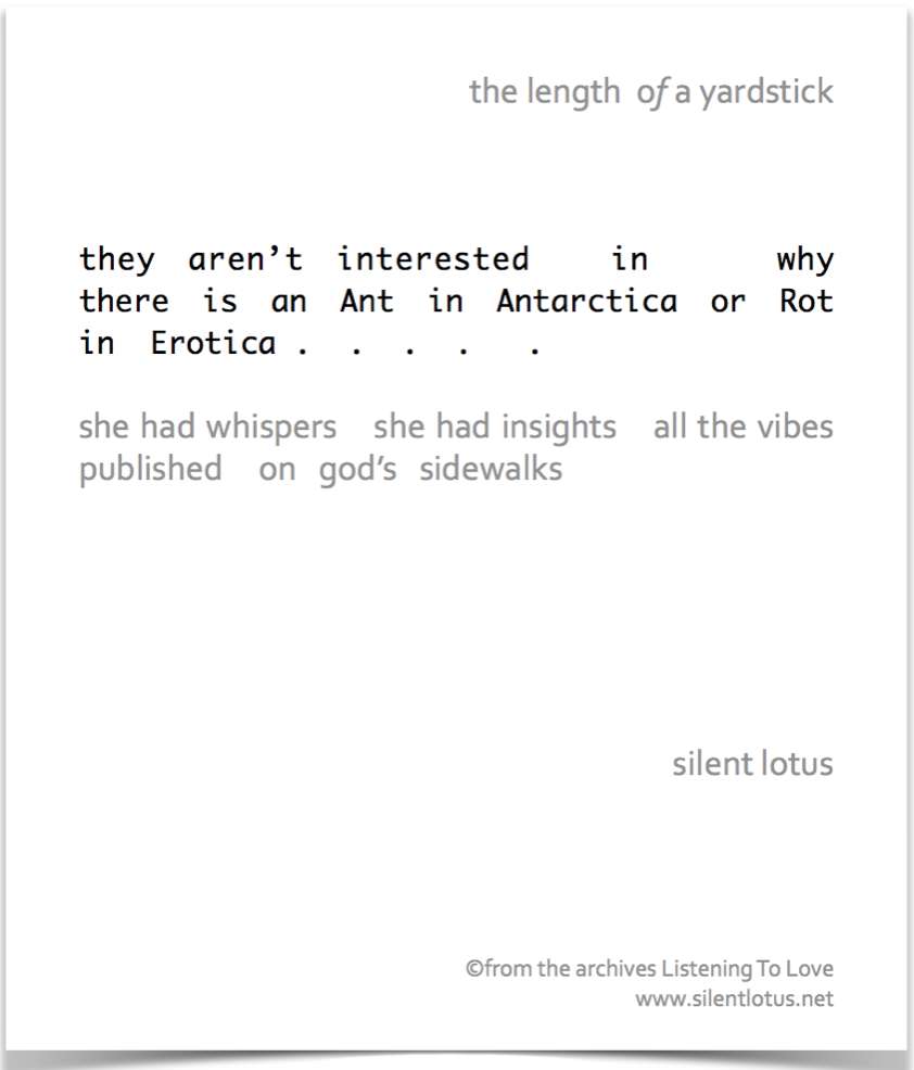 Visual Poem the length of a yardstick 