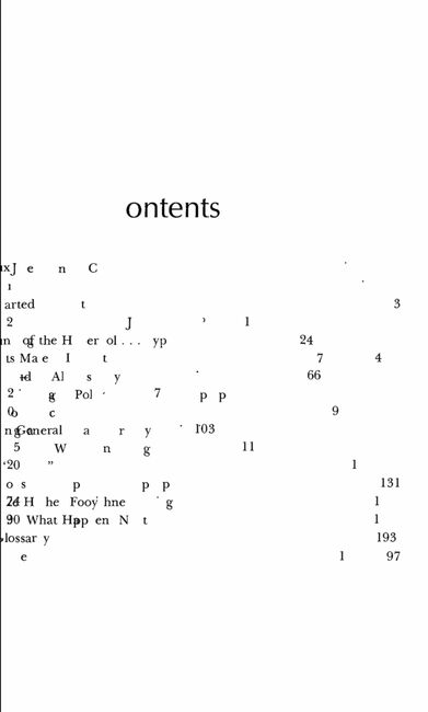 Visual Poem Table of Ontents