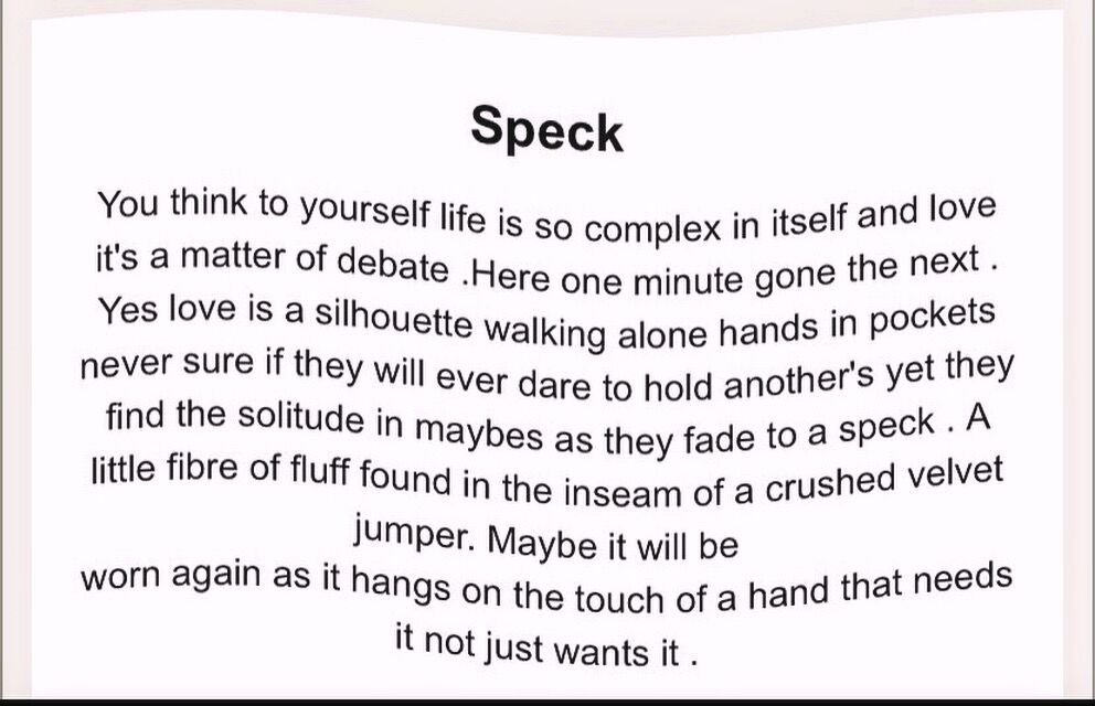 Visual Poem Speck