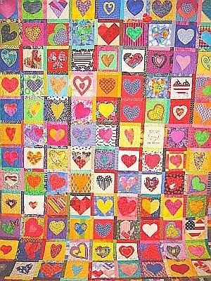 Image for the poem < how many hearts does it take to make a quilt? >