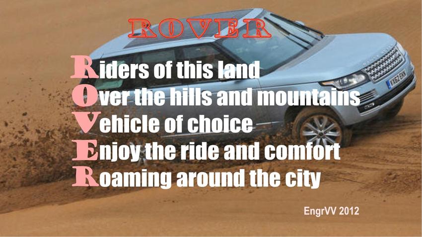 Visual Poem ROVER (acrostic-tanka)