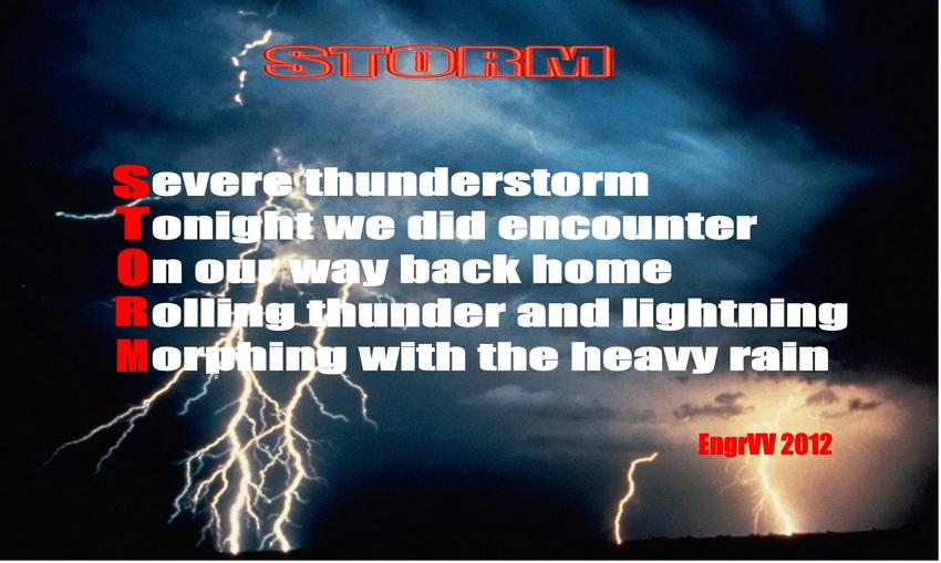 Visual Poem STORM (acrostic-tanka)