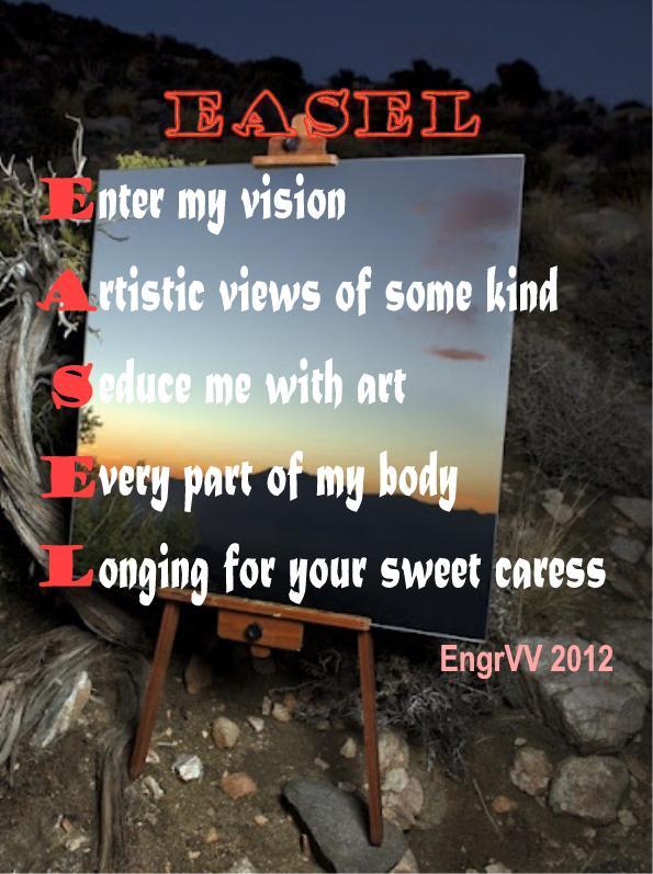 Visual Poem EASEL (acrostic-tanka)