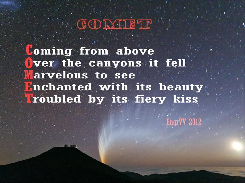 Miscellaneous Poems : COMET (acrostic-tanka : DU Poetry