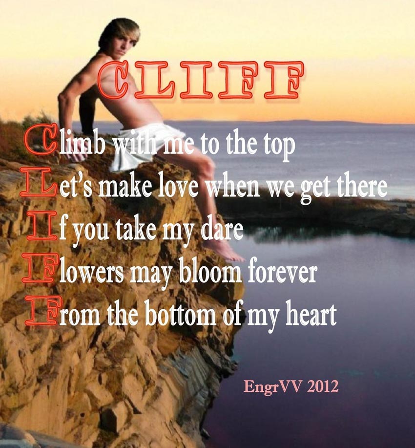 Visual Poem CLIFF (acrostic-tanka)