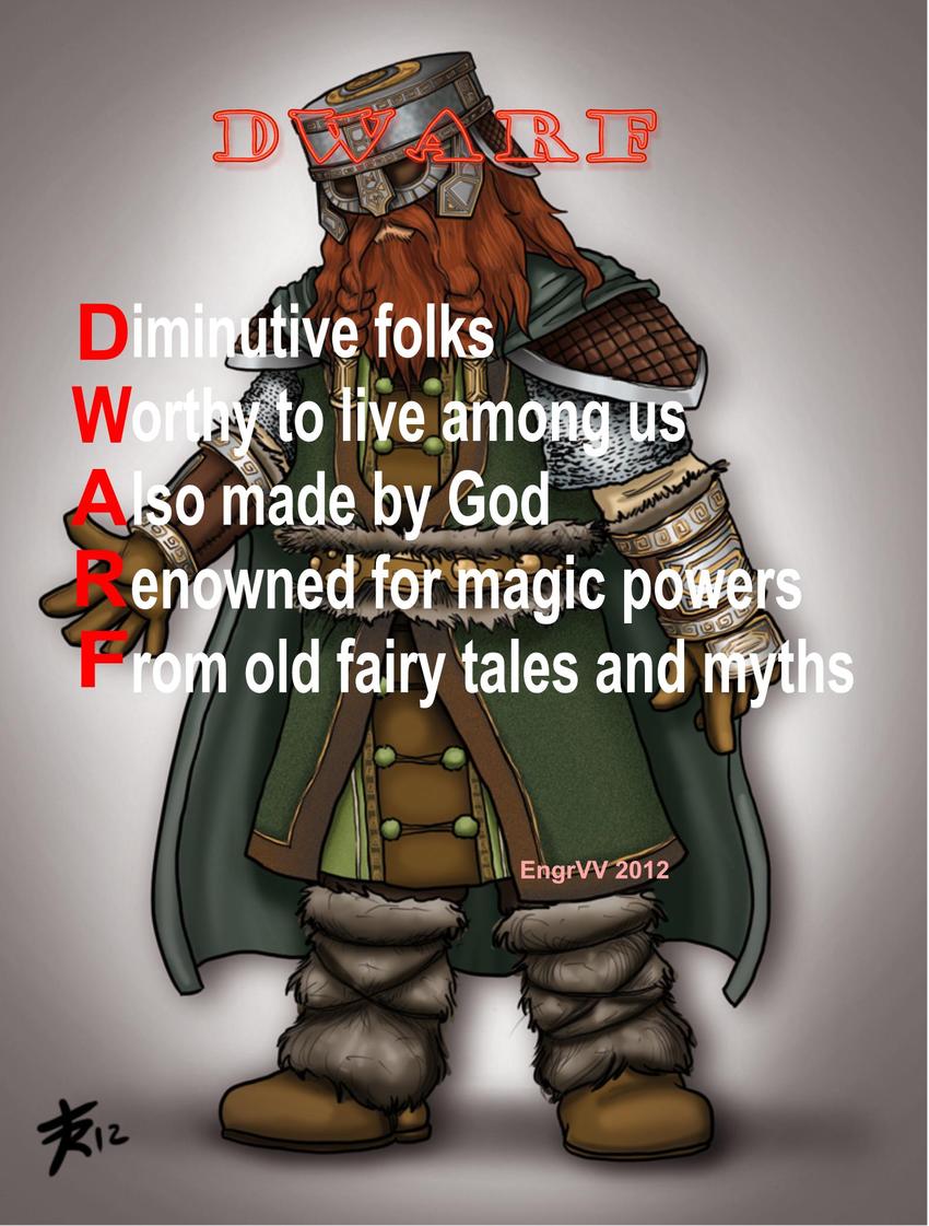 Visual Poem DWARF (acrostic-tanka)